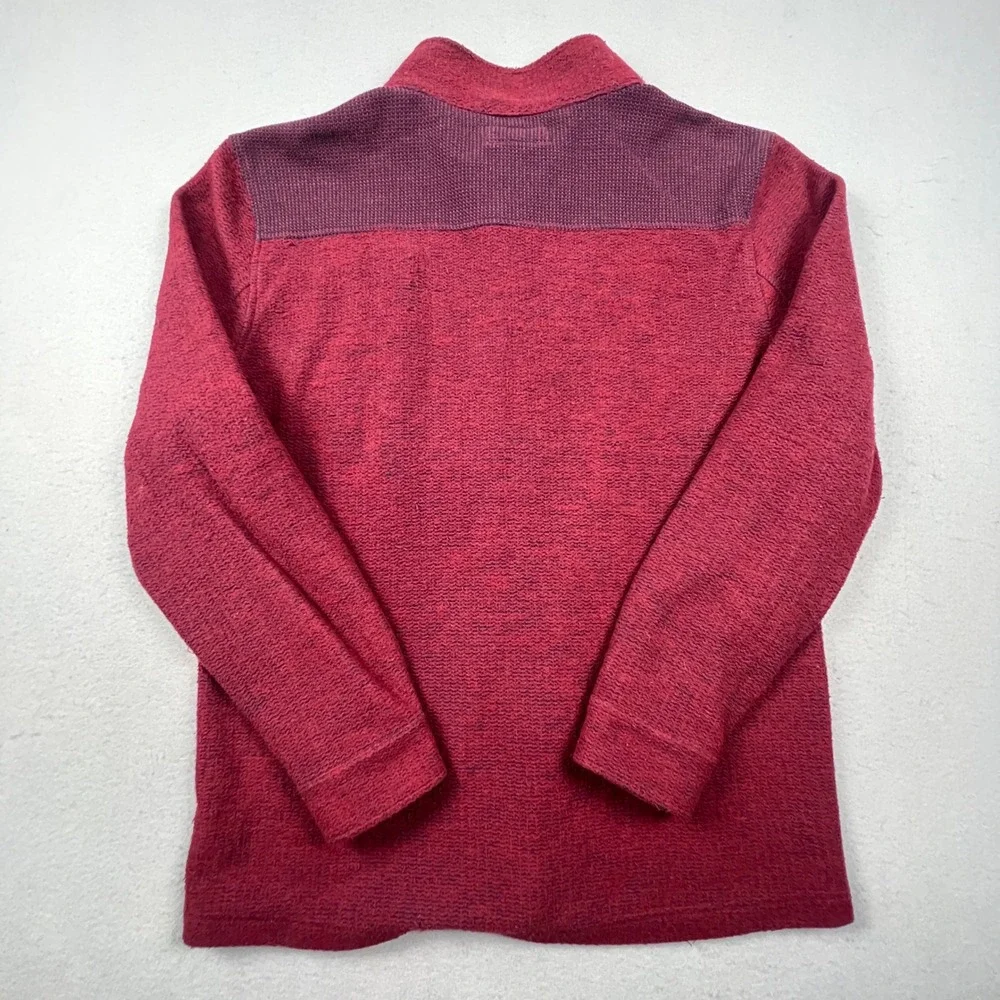 Carbon2Cobalt Shirt Jacket Mens XL Burgundy Snap Front Knit Waffle Yoke Outdoor